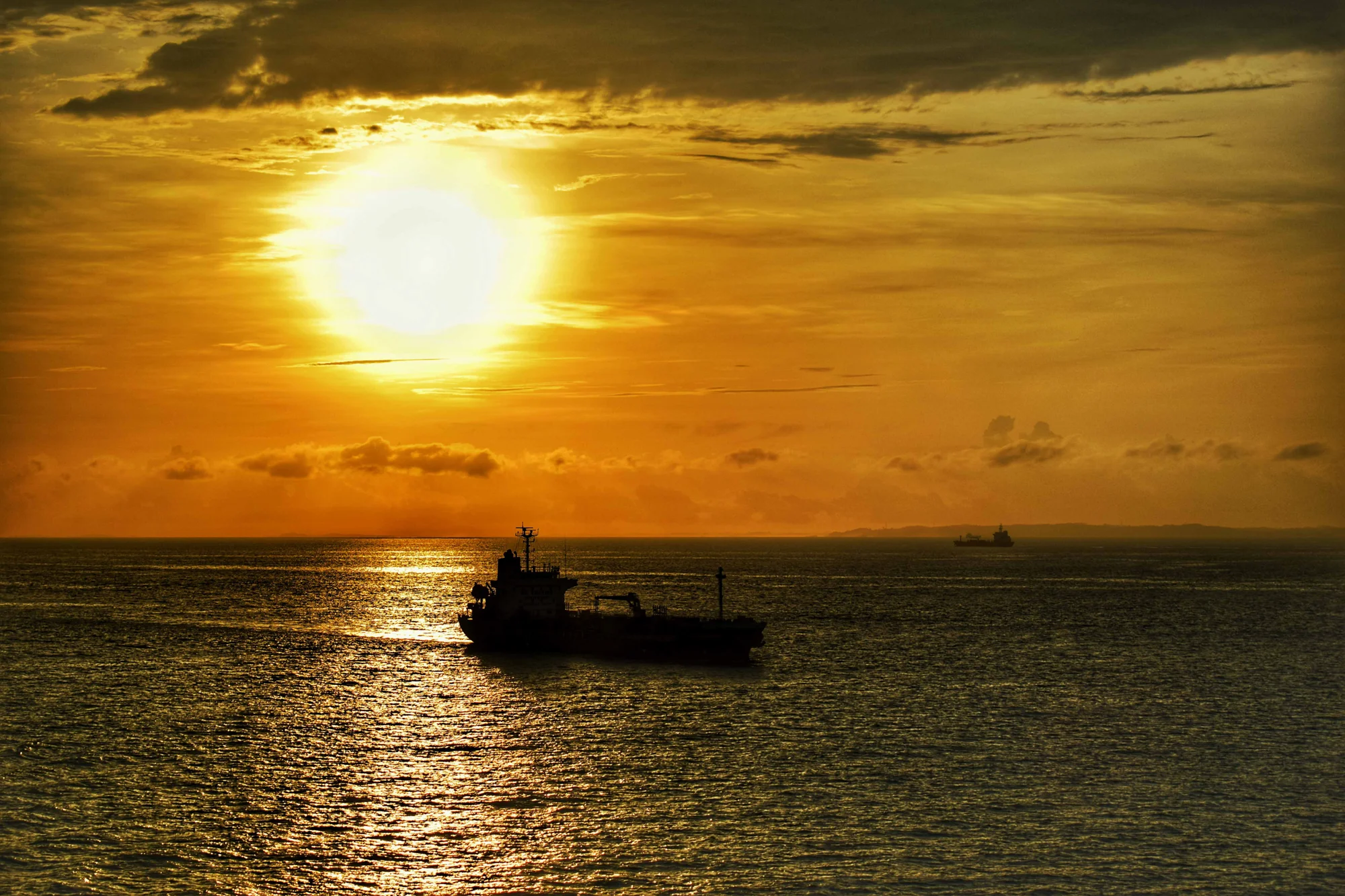 Ship at sunset